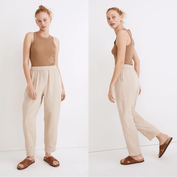 Madewell Petite Lightspun Pull-On Balloon Pants In Dried Flax XSP - Picture 11 of 11